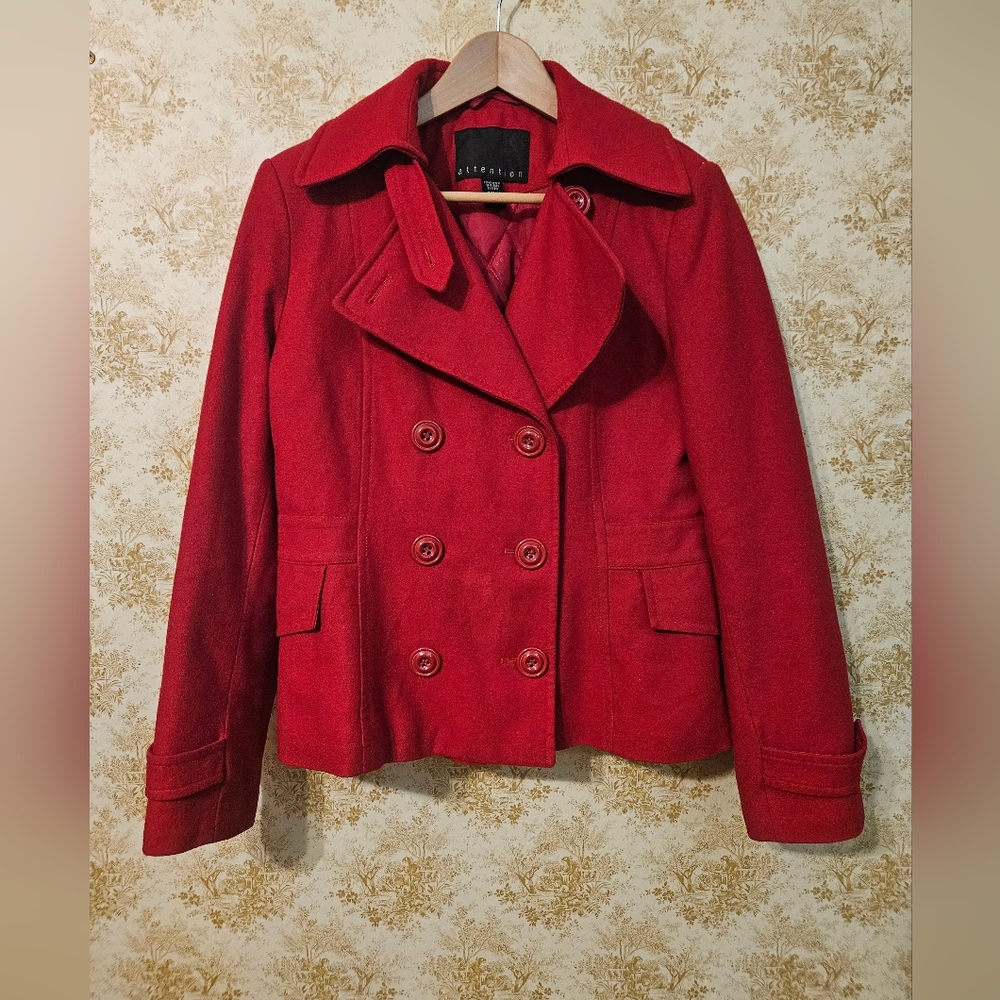 Attention Red Wool Blend Peacoat